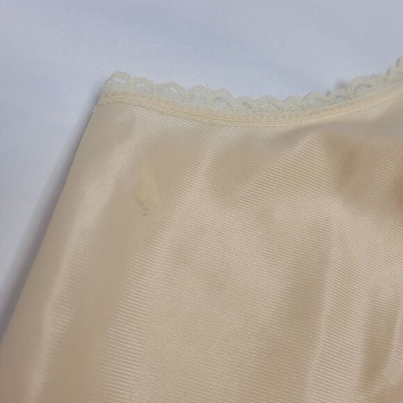 VINTAGE 80s slip ivory cream lace and satin rose grunge floral dress 48/L - Picture 8 of 13